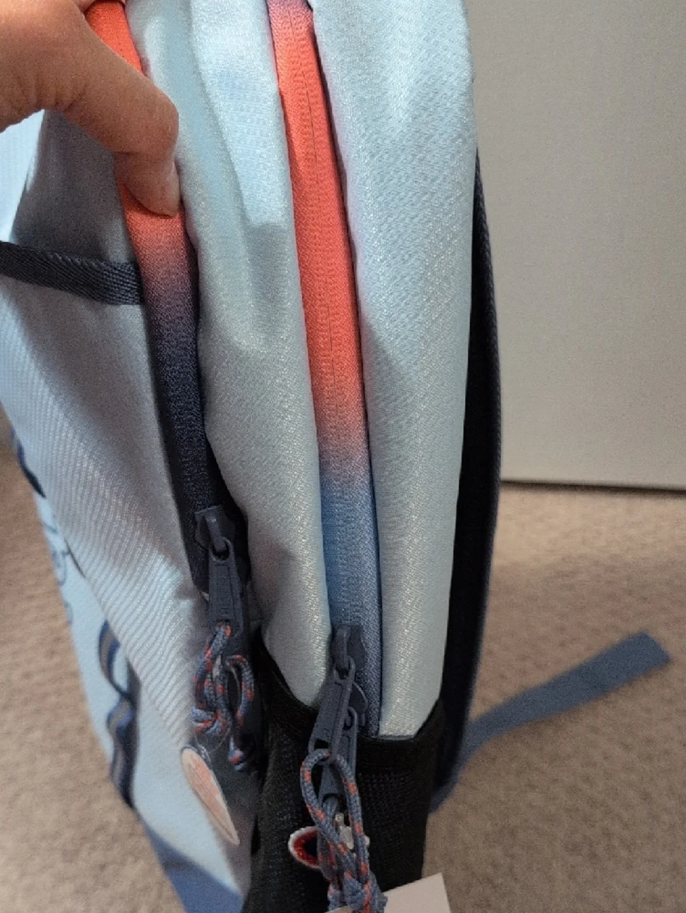 Champion Pale Blue Full Size Backpack with Dark Blue and Orange Fits 17